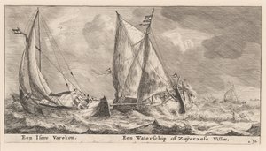 Et "Isere" fartøj og en vandschip eller Zuiderzee fiskebåd