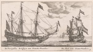 "Vergulde Dolphyn", et stort handelsfartøj og "Kat", en fløjte af Reinier Nooms, called Zeeman