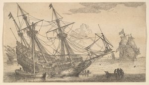 A Merchant Man Careened for caulking the Hull, 1600-tallet. af Reinier Zeeman