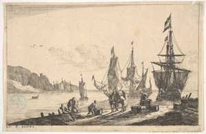 Bugt med sejlskibe, 1600-tallet. af Reinier Zeeman