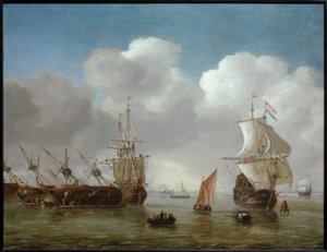 hollandsk havnescene af Reinier Zeeman
