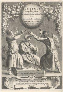 Minerva en twee geketende figurer Titelpagina voor: A. Thysius, Justinus med de mest udvalgte forskellige observationer og en detaljeret gennemgang, 1650