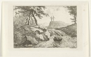 Landskab med vandfald