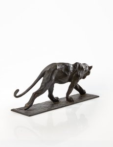 Panther walking, bagben hævet, ca. 1904 (patineret bronze) af Rembrandt Bugatti