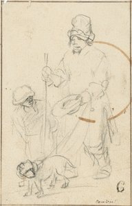 En blind tiggerdreng og en hund af Rembrandt van Rijn