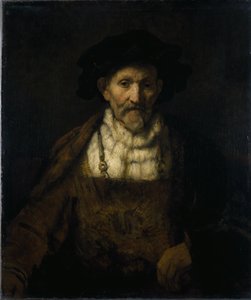 En gammel mand i fantasifuldt kostume (olie på lærred) af Rembrandt Harmensz. van Rijn