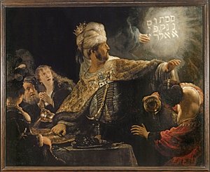 Belsazars festmåltid (maleri på lærred) af Rembrandt Harmensz. van Rijn