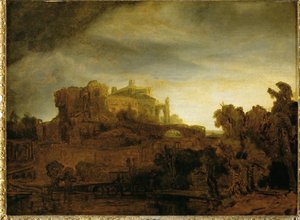 Slot i tusmørke ... af Rembrandt Harmensz. van Rijn