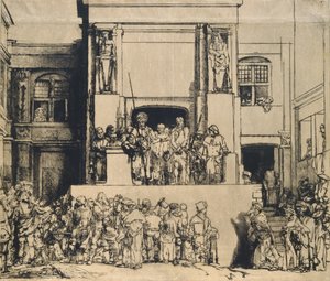 Kristus præsenterede for folket: aflang tallerken af Rembrandt van Rijn