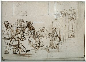 Jesusbarn med læger Tegning af Harmensz Van Rijn Rembrandt (1606-1669) af Rembrandt van Rijn
