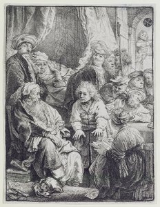 Joseph fortæller sine drømme (ætsning) af Rembrandt van Rijn