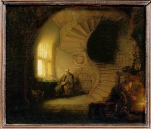 Mediterende filosof ... af Rembrandt Harmensz. van Rijn