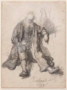 Old Man Seated (The Drunken Lot?), ca. 1630-33 (pen, kridt og blæk på papir) af Rembrandt Harmensz. van Rijn