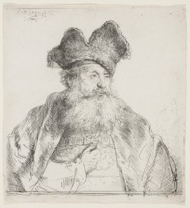 Gammel mand med en delt pelshue af Rembrandt van Rijn