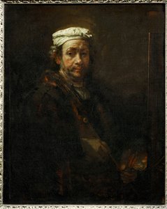 Portræt af kunstneren ved sit staffeli ... af Rembrandt Harmensz. van Rijn