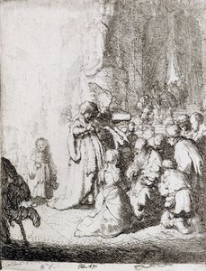 Præsentation i templet (pen og blæk på papir) af Rembrandt van Rijn