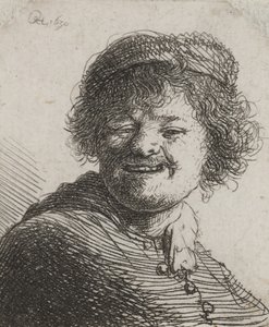 Rembrandt i en kasket, griner: Buste af Rembrandt van Rijn