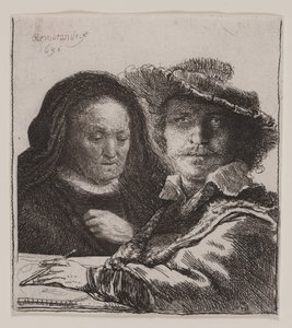 Selvportræt med kunstnerens mor af Rembrandt van Rijn