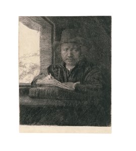 Selvportræt tegning ved et vindue, 1648 af Rembrandt van Rijn