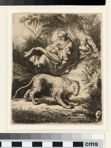 St. Jerome Reading af Rembrandt van Rijn