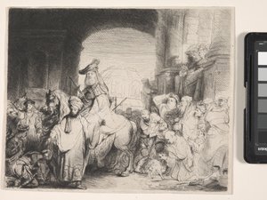 Mordokajs triumf (ætsning og tørnål) af Rembrandt Harmensz. van Rijn