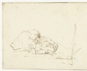 Saskia syg i seng af Rembrandt van Rijn (copy after)