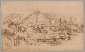 En gård på Amsteldijk, set fra nordvest af Rembrandt van Rijn