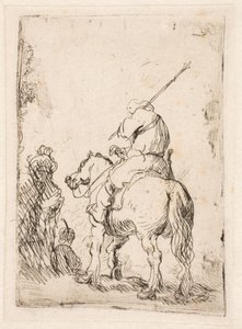 En soldat med turban til hest af Rembrandt van Rijn