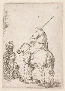 En soldat med turban til hest af Rembrandt van Rijn