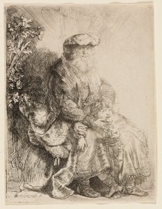 Abraham kærtegner Isak af Rembrandt van Rijn