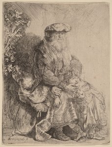 Abraham kærtegner Isak af Rembrandt van Rijn