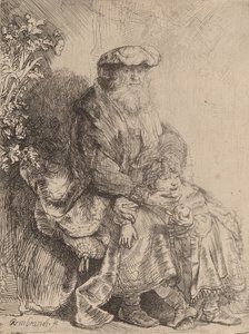 Abraham Caressing Isaac, ca. 1637. af Rembrandt van Rijn