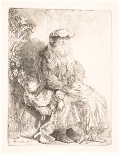 Abraham kærtegner Isak af Rembrandt van Rijn