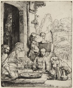 Abraham byder englene velkommen af Rembrandt van Rijn