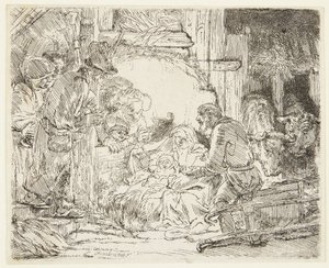 Hyrdernes tilbedelse med lampen af Rembrandt van Rijn