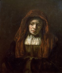 Gammel kvinde med tørklæde af Rembrandt van Rijn
