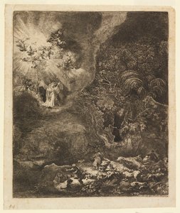 Englen viser sig for hyrderne af Rembrandt van Rijn