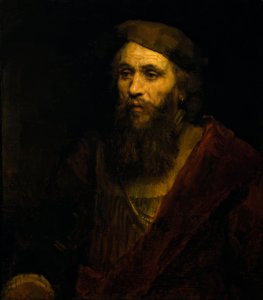 Skægget mand i hat af Rembrandt van Rijn