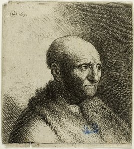 Skaldet mand i en pelskappe: Buste af Rembrandt van Rijn