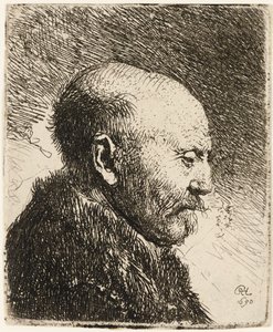 Skaldet mand i profil til højre: Rembrandts far 1630. af Rembrandt van Rijn