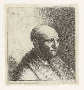 Skaldet mand i pelskappe: buste af Rembrandt van Rijn