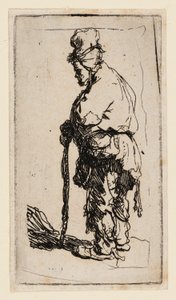 Tigger, der læner sig op ad en pind, vender mod venstre af Rembrandt van Rijn