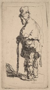 Tigger, der støtter sig til en stok, vendt mod venstre af Rembrandt van Rijn