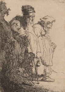 Tiggermand og kvinde bag en bank, ca. 1630. af Rembrandt van Rijn