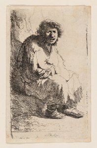 Tigger sidder på en bank af Rembrandt van Rijn