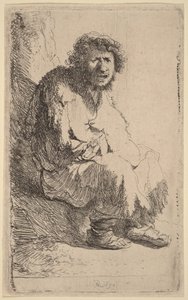 Tigger siddende på en bænk af Rembrandt van Rijn