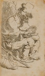 Tiggeren varmer sine hænder af Rembrandt van Rijn
