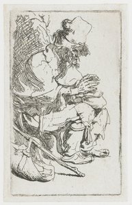 En tigger, der varmer sine hænder af Rembrandt van Rijn