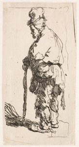Tigger, der støtter sig til en stok, vendt mod venstre af Rembrandt van Rijn