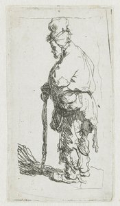 Tigger, der støtter sig til en stok, vendt mod venstre af Rembrandt van Rijn